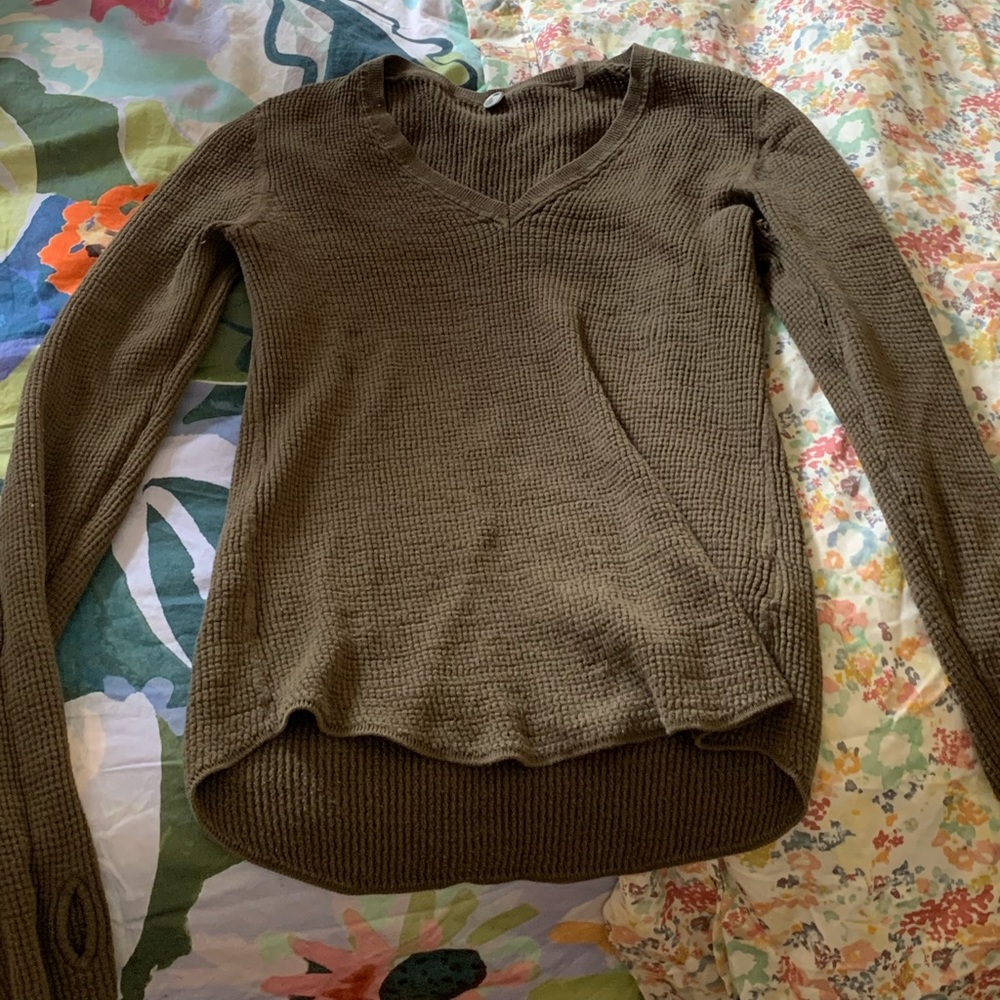 Margaret OLeary green waffle weave with thumb holes